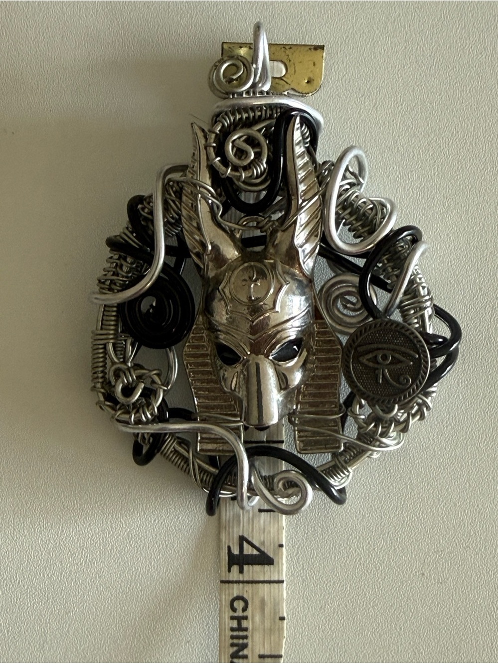 Egyptian Anubis Wire-Wrapped Statement Pendant